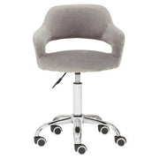 Fionna Grey Velvet Home Office Chair With Curved Back