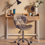 Franki Grey Velvet Quilted Home Office Chair