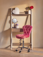 Fayth Pink Velvet Buttoned Home Office Chair