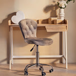 Fayth Grey Velvet Buttoned Home Office Chair
