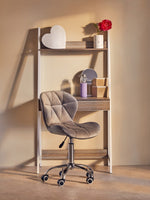 Fayth Grey Velvet Buttoned Home Office Chair
