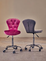 Fayth Grey Velvet Buttoned Home Office Chair