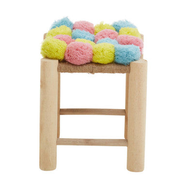 West Village Pink Blue And Yellow Pom Stool
