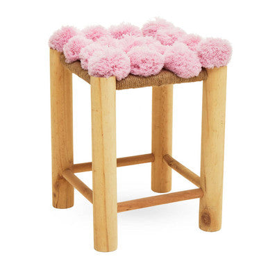 West Village Pink Pom Stool