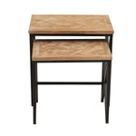 Kickford Parquet Fir Wood Set Of Two Nesting Tables