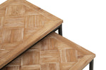 Kickford Parquet Fir Wood Set Of Two Nesting Tables
