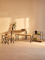 Kickford Parquet Fir Wood Trolley