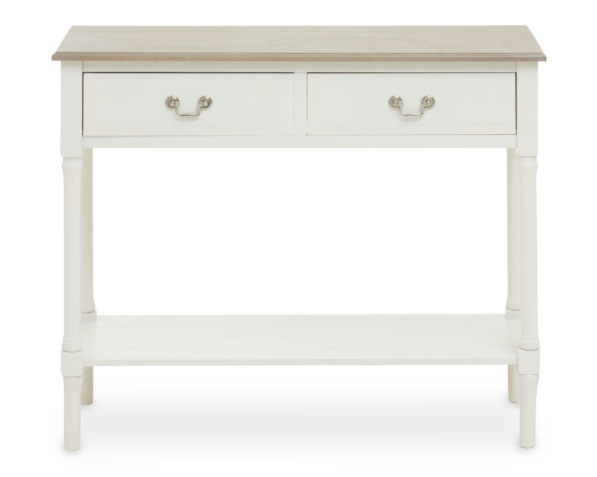 Heritage 2 Drawers White Rectangular Console Table