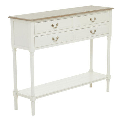 Heritage 4 Drawer White Console Table