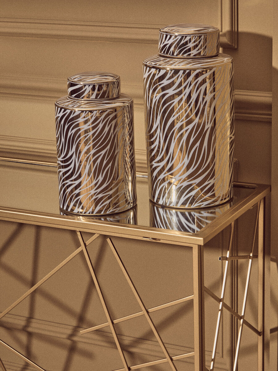 Farran Gold Finish Console Table With Mirror Top