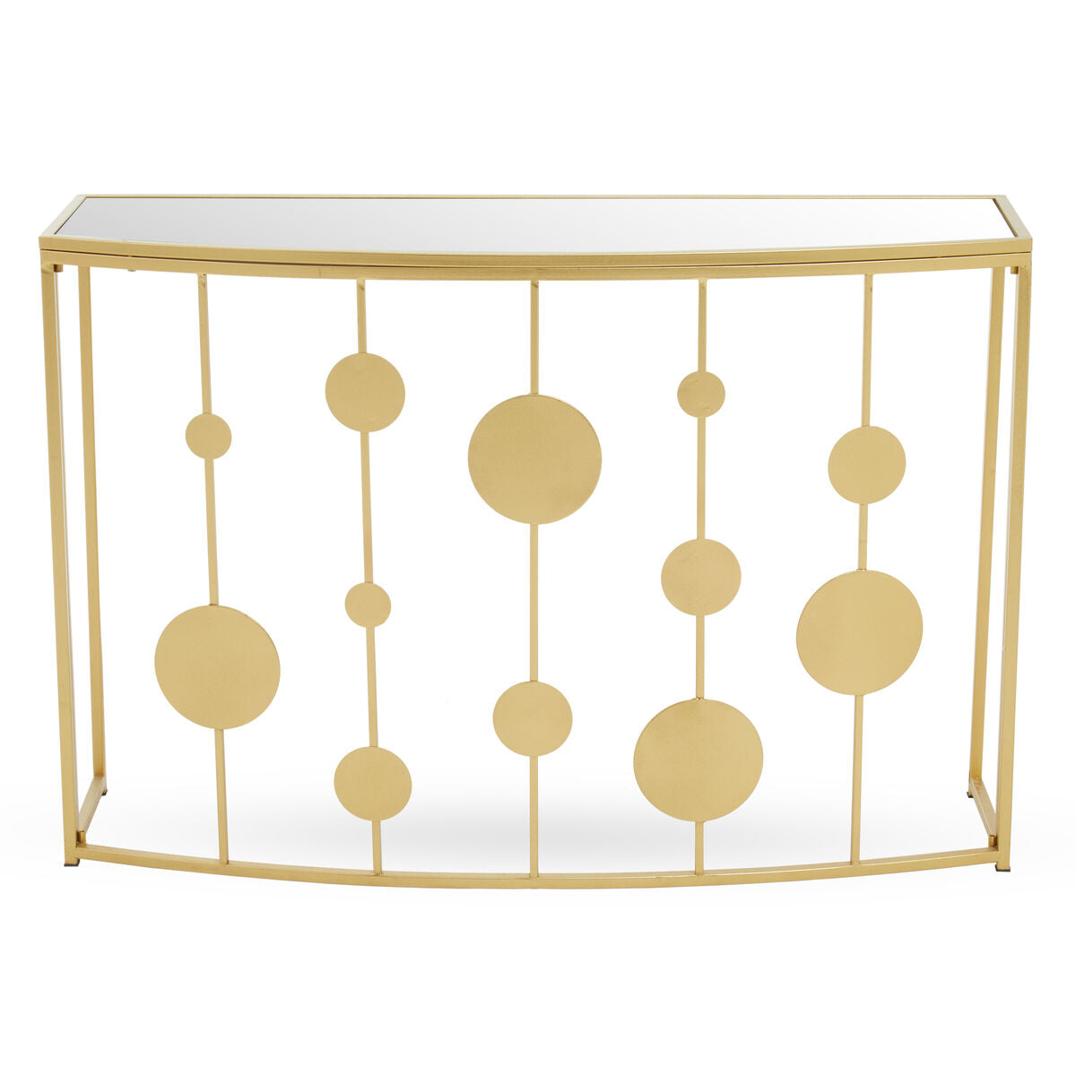 Farran Champagne Gold Finish Console Table With Mirror Top