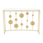 Farran Champagne Gold Finish Console Table With Mirror Top