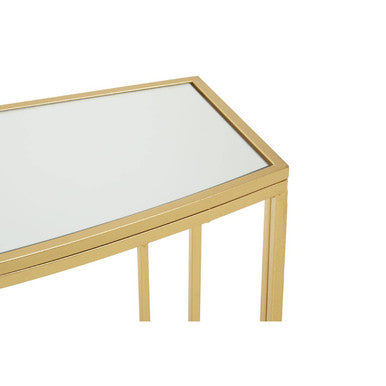 Farran Champagne Gold Finish Console Table With Mirror Top
