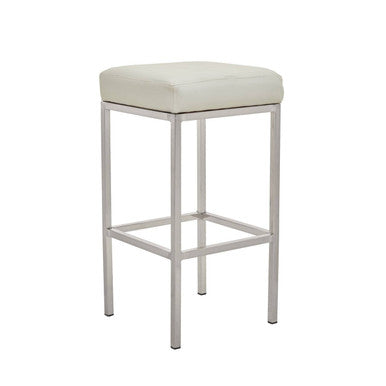 Baina White And Chrome Finish Bar Stool