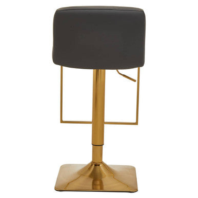 Baina Dark Grey And Gold Square Base Bar Stool
