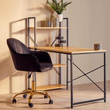 Laxton Light Oak Effect Desk With Shelves