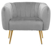 Larissa Grey Velvet Channel Tufted Accent Chair