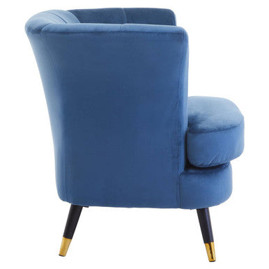 Loretta Midnight Blue Velvet Curved Accent Chair