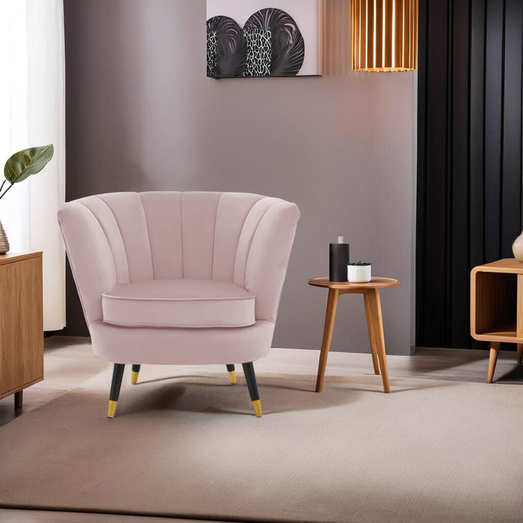 Loretta Dusky Pink Velvet Shell Accent Chair