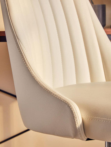 Brent Off White Leather Effect Home Office Chair