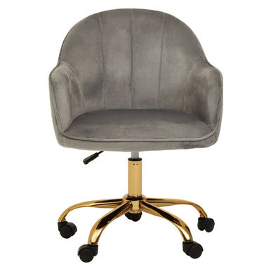 Brent Grey Velvet And Gold Home Office Chair