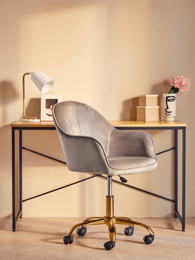 Brent Grey Velvet And Gold Home Office Chair