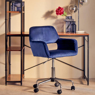 Brent Navy Velvet And Chrome Base Home Office Chair