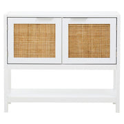 Sherman White Wood and Rattan Two Drawer Side Cabinet