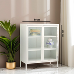 Acier Two Door White Metal Cabinet