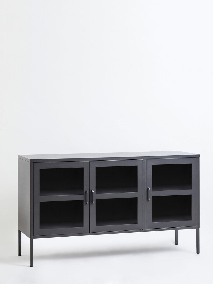 Acier Three Door Grey Metal Sideboard