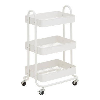 Acero Three Tier White Metal Trolley