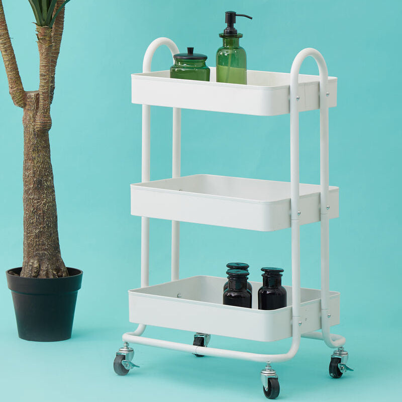 Acero Three Tier White Metal Trolley