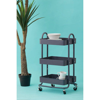 Acero Three Tier Grey Metal Trolley