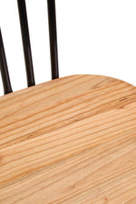 District Dining Chair Elm Wood Seat With Black Finish Metal Frame