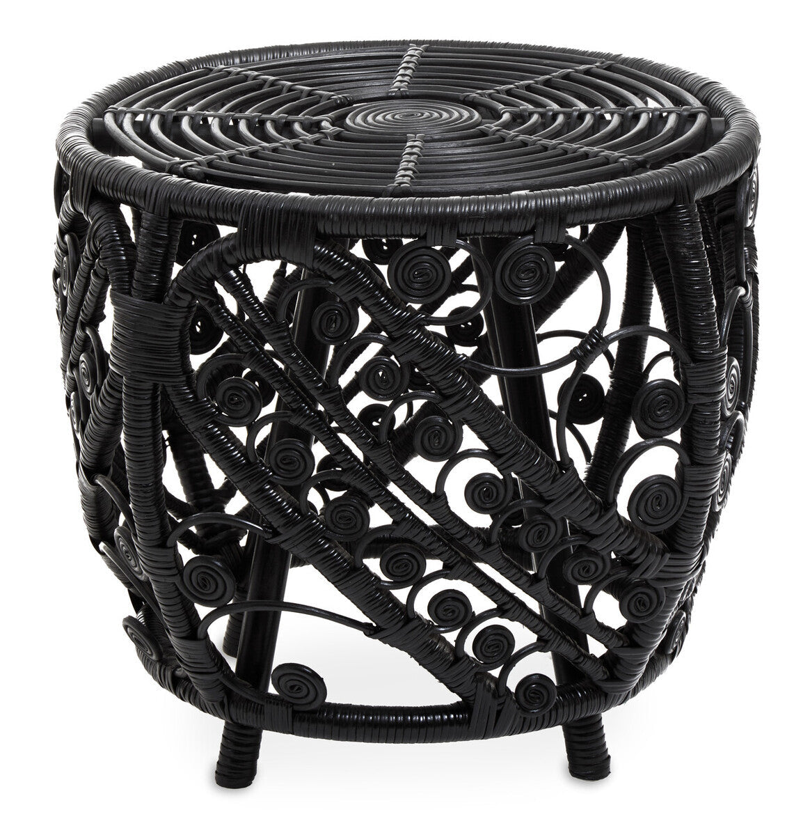 Mataram Black Natural Rattan Side Table