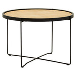 Depok Rattan Round Coffee Table With Cross Metal Legs