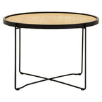 Depok Rattan Round Coffee Table With Cross Metal Legs