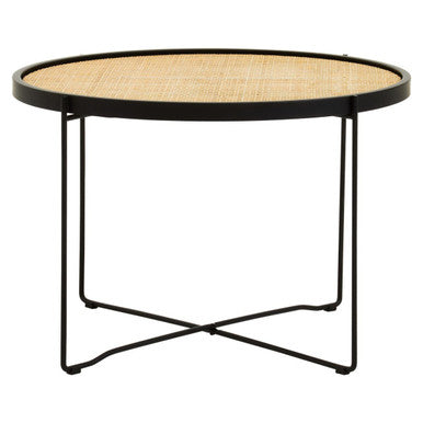 Depok Rattan Round Coffee Table With Cross Metal Legs