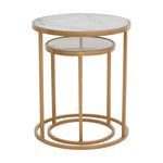 Colva White Marble and Gold Set Of Two Nesting Tables