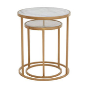 Colva White Marble and Gold Set Of Two Nesting Tables