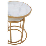 Colva White Marble and Gold Set Of Two Nesting Tables