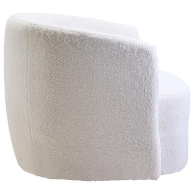 Montreal Ivory Boucle Effect Curved Lounge Chair With Swivel Base