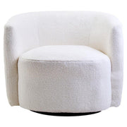 Montreal Ivory Boucle Effect Curved Lounge Chair With Swivel Base
