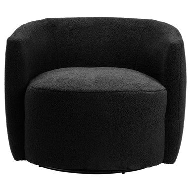 Montreal Black Boucle Effect Curved Lounge Chair With Swivel Base