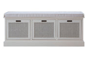 Heritage White Three Drawer Storage Bench with Cushion
