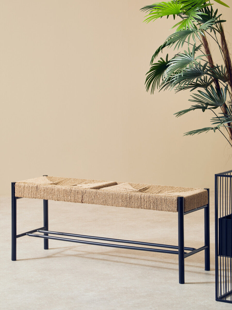 Bandar Natural Rope and Black Wood Large Bench