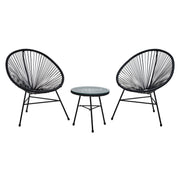 Miami Black Rattan 3 Piece Patio Set