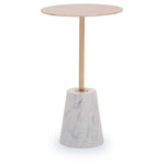 Avola Brushed Gold Side Table With White Marble Effect Base