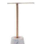 Avola Brushed Gold Side Table With White Marble Effect Base