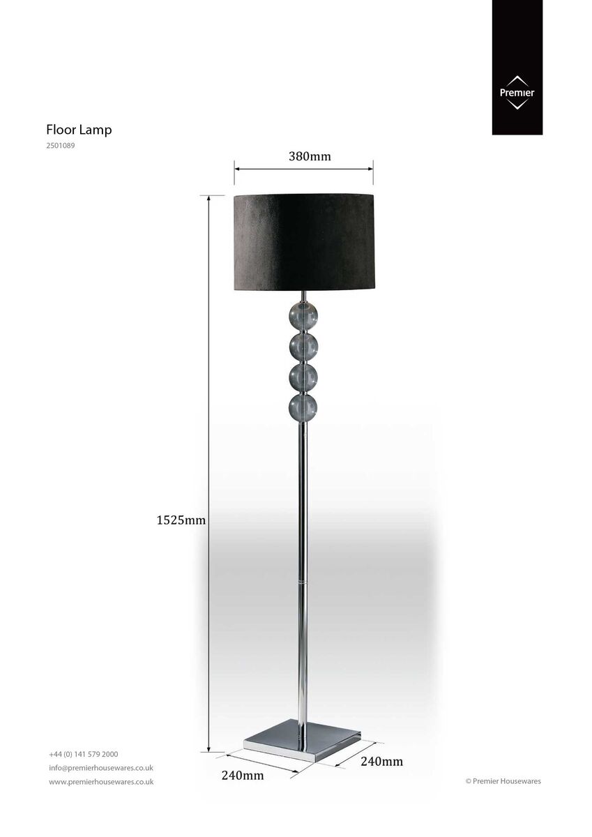 Mistro Black Suede Effect Shade Floor Lamp